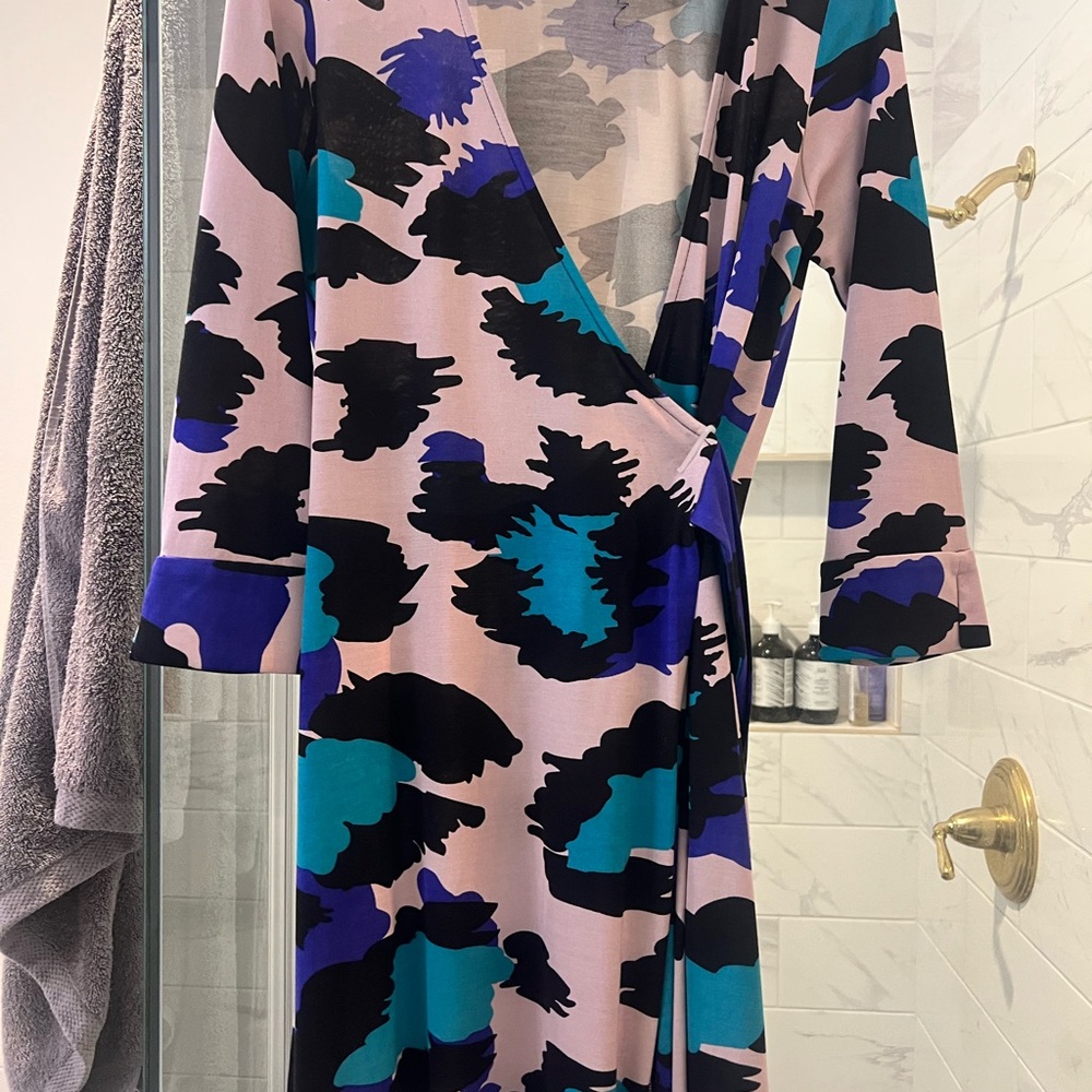 Diane Von Furstenburg Abstract Print Wrap Dress